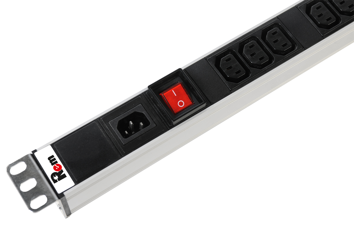 Вертикальный блок розеток Rem-16 с выкл., 14 IEC 60320 C13, 10 C19, вход C20 16A, алюм., 33-48U (ЦМО)