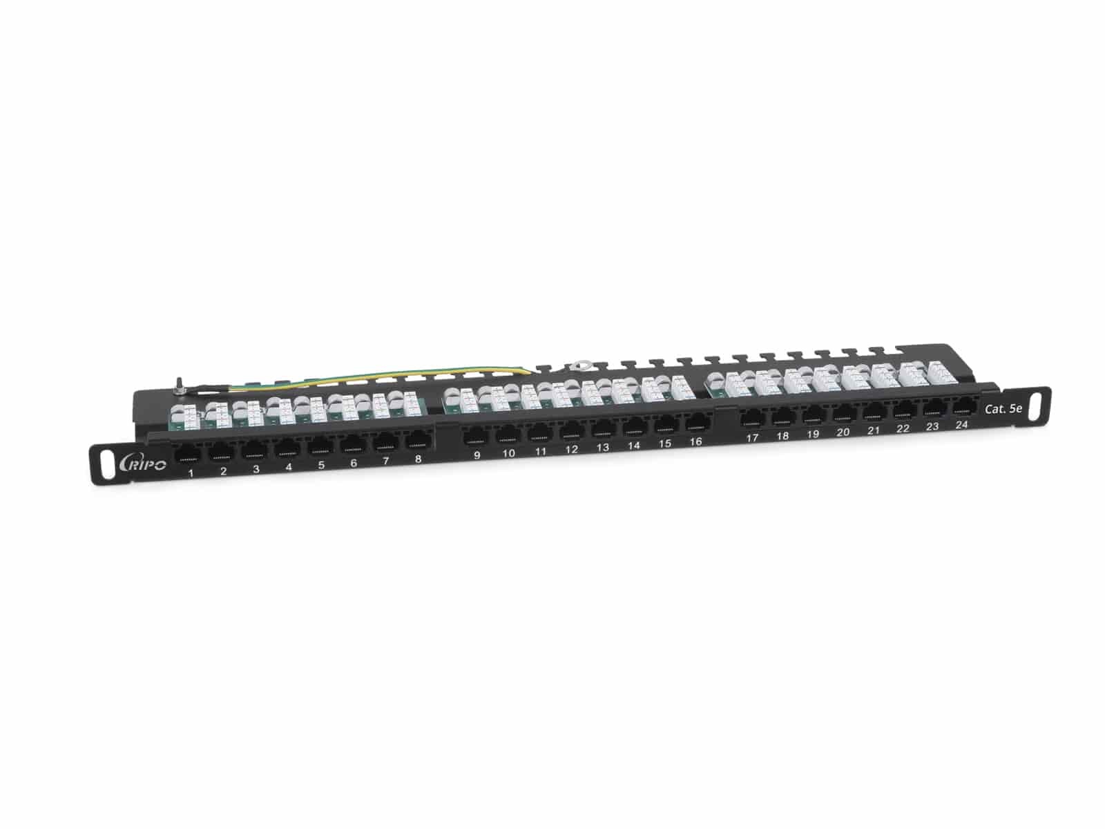 Патч-панель Ripo высокой плотности 19" (0,5U), 24 порта RJ-45, категория 6, Dual IDC, 90 градусов, 