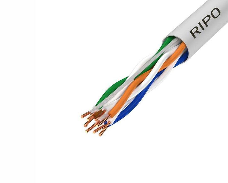 Патч-кабель RIPO U/UTP4, Кат.5е (Класс D),125МГц, многож.,4*2*7*0,12 mm CCA PVC нг(B), серый, 30м.