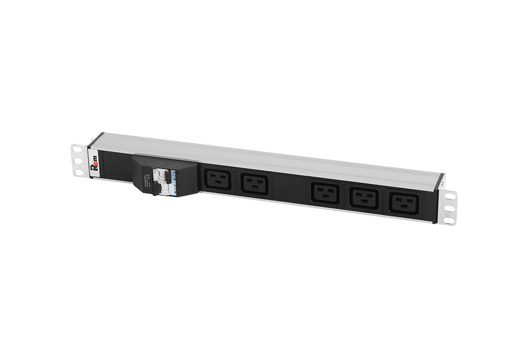 Блок розеток Rem-32 с авт., 5 IEC 60320 C19, 32А, алюм., 19&amp;quot;, колодка (ЦМО)