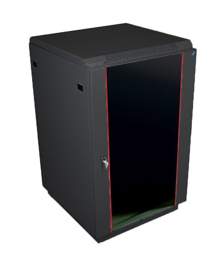Шкаф телекоммуникационный напольный 22U (600x800) дверь стекло, цвет чёрный (ЦМО)