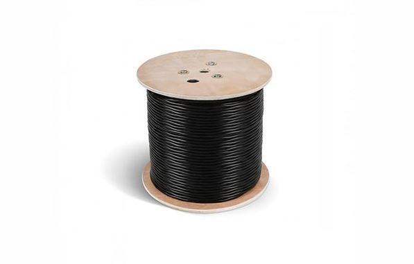 U/UTP4 Cat5e 24AWG PE RIPO CCA с тросом, черный, 0,5мм, 305м, катушка  (пр-во РФ)