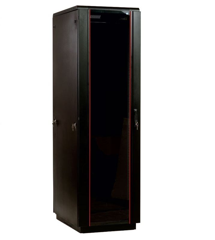 Шкаф телекоммуникационный напольный 38U (600x1000) дверь стекло, цвет чёрный (ЦМО)