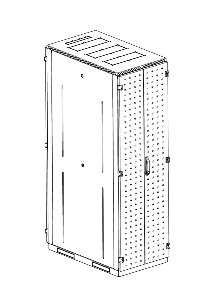 Шкаф серверный напольный 45U (600x1000) дверь перфорированная, задние двойные перфорированные (ЦМО)