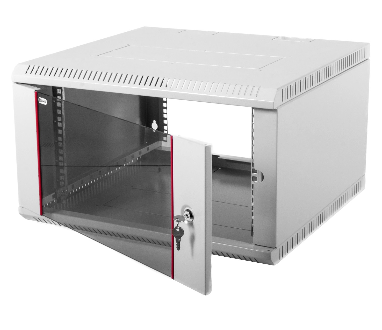Шкаф телекоммуникационный настенный разборный 6U (600х520) дверь стекло (ЦМО)