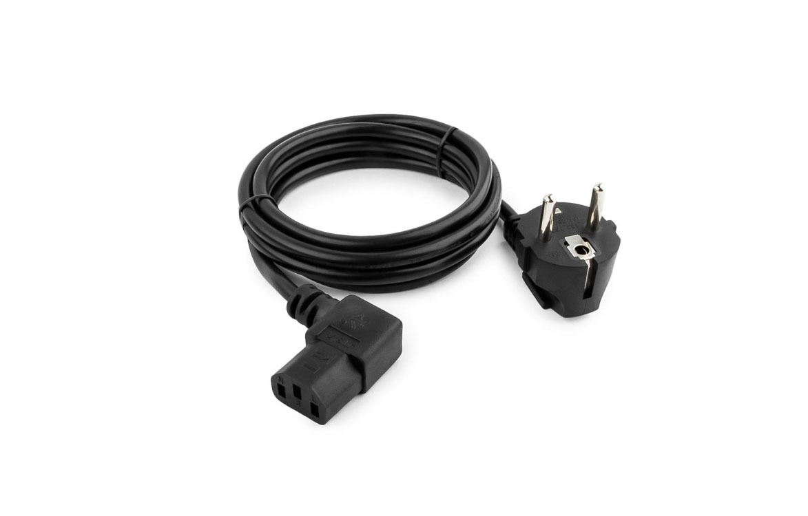 Кабель питания RIPO  1.8м, Schuko-Г-образный штекерC13 (3*0.75 mm2)  10A, черн., угл. вилка, с зазем