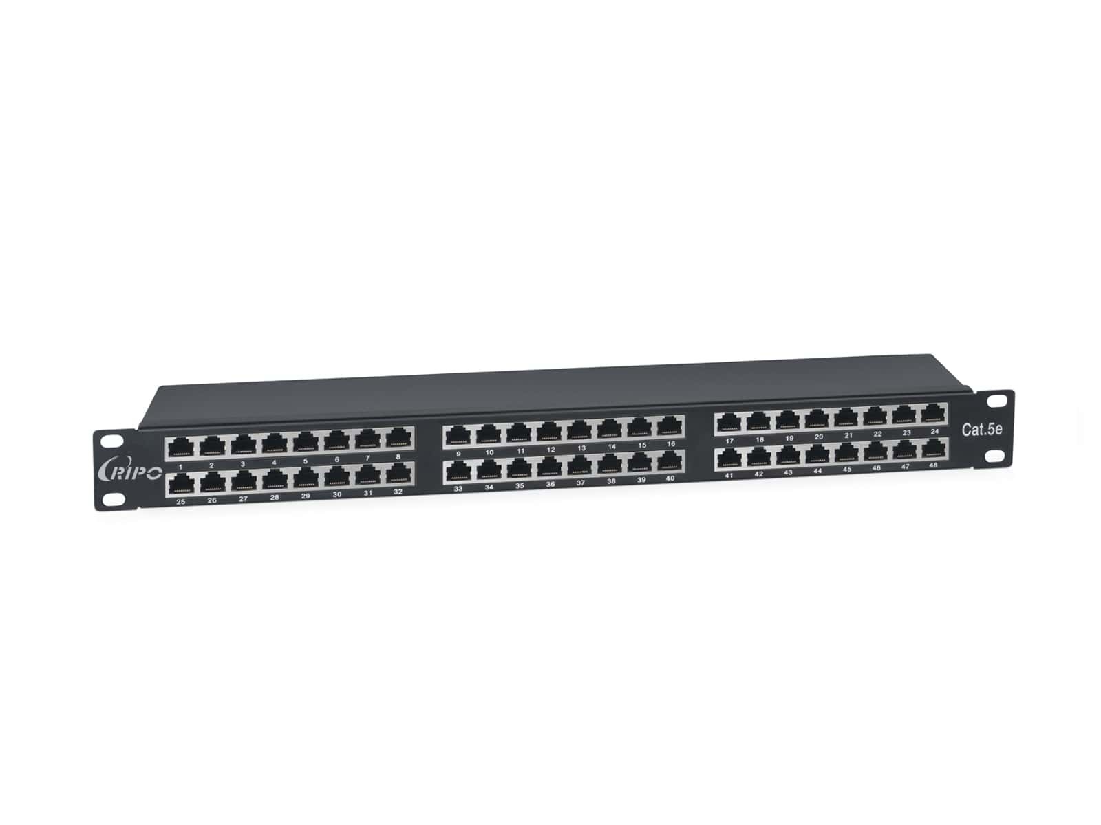 Патч-панель Ripo высокой плотности 19", 1U, 48 портов RJ-45, категория 6, полностью экранированная,