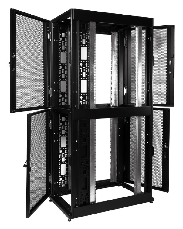 Шкаф серверный ПРОФ напольный колокейшн 40U (600x1200) 2 секции, дверь перфор. 2 шт., чёрный,в сборе (ЦМО)