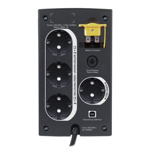 ИБП APC Back-UPS 650 ВА, авторегулировка напряжения, 230 В, разъемы Schuko, СНГ